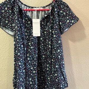 Simple Fun Navy Floral Blouse